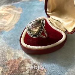 Veritable Insize Citrine, Silver Massif, Unique Old Ring