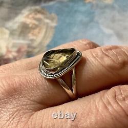 Veritable Insize Citrine, Silver Massif, Unique Old Ring