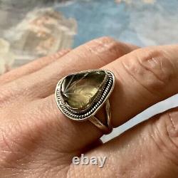 Veritable Insize Citrine, Silver Massif, Unique Old Ring