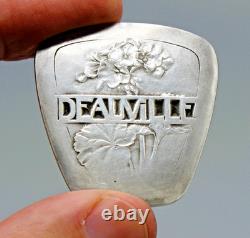 Very Beautiful Antique Solid Silver Medal Deauville Art Nouveau