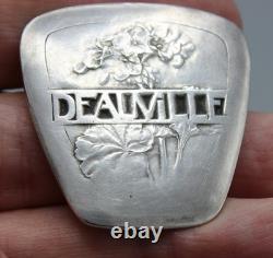 Very Beautiful Antique Solid Silver Medal Deauville Art Nouveau