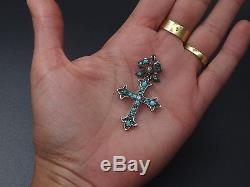 Very Beautiful Old Cross Silver Cabochons Turquoise And Pearls