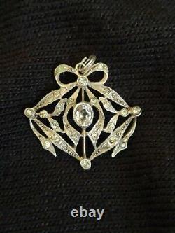 - Very Beautiful Old Pendant In Massive Silver And Strass Knot Napoleon III