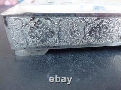 Very Beautiful and Ancient Solid Silver Box Persian Iran Signed Kadjar