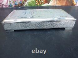 Very Beautiful and Ancient Solid Silver Box Persian Iran Signed Kadjar