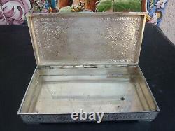 Very Beautiful and Ancient Solid Silver Box Persian Iran Signed Kadjar