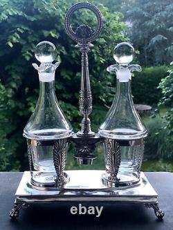 Very Beautiful and Antique Solid Silver Oil and Vinegar Cruet, VIEILLARD Hallmark