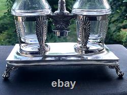 Very Beautiful and Antique Solid Silver Oil and Vinegar Cruet, VIEILLARD Hallmark