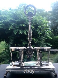 Very Beautiful and Antique Solid Silver Oil and Vinegar Cruet, VIEILLARD Hallmark