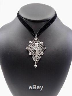 Very Nice Old Boulogne Cross Sterling Silver Jewelry XIX Regional