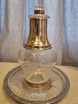 Very Old Etched Crystal Carafe with Solid Silver XIX Century