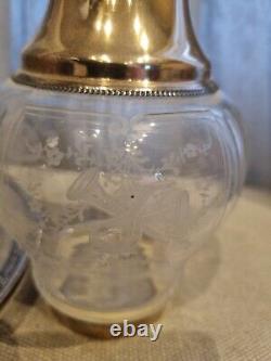 Very Old Etched Crystal Carafe with Solid Silver XIX Century