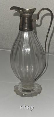 Very Old Solid Silver and Handcrafted Crystal Carafe