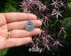 Very Rare French Pendant Antique XIX Enamel Thought Message Rebus Solid Silver