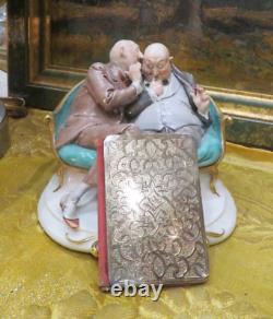 Very beautiful antique solid silver dance card holder with wild boar hallmark from the 19th century.