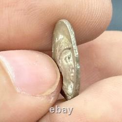 Very old ancient Roman coin in solid silver with king's face