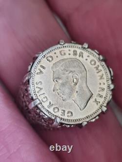 Vintage 1938 Silver Signet Ring George VI Size US 9