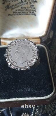 Vintage 1938 Silver Signet Ring George VI Size US 9