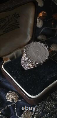Vintage 1938 Silver Signet Ring George VI Size US 9