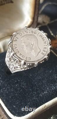 Vintage 1938 Silver Signet Ring George VI Size US 9