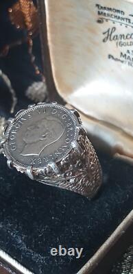 Vintage 1938 Silver Signet Ring George VI Size US 9