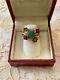Vintage 5-in-1 Harem Ring In Solid Silver And Gold - Natural Ruby And Emerald Flower