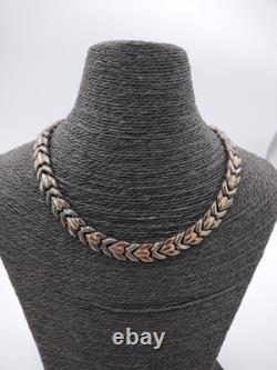 Vintage 925 Solid Silver Chevron Pattern Necklace Hallmarked Italy 925 55 Gr