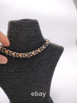 Vintage 925 Solid Silver Chevron Pattern Necklace Hallmarked Italy 925 55 Gr