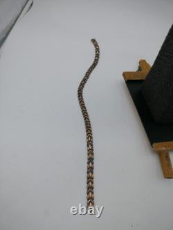 Vintage 925 Solid Silver Chevron Pattern Necklace Hallmarked Italy 925 55 Gr