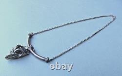 Vintage 925 Solid Silver Choker Necklace with Ram Head Pendant