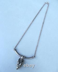 Vintage 925 Solid Silver Choker Necklace with Ram Head Pendant