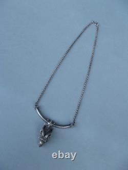Vintage 925 Solid Silver Choker Necklace with Ram Head Pendant