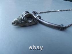 Vintage 925 Solid Silver Choker Necklace with Ram Head Pendant