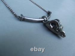 Vintage 925 Solid Silver Choker Necklace with Ram Head Pendant