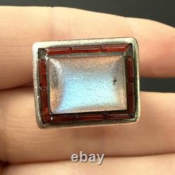 Vintage 925 Solid Silver Ring Band Designer Tank Sapphire