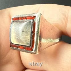Vintage 925 Solid Silver Ring Band Designer Tank Sapphire