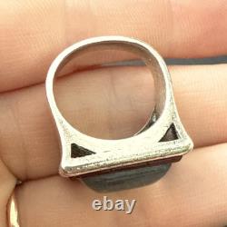 Vintage 925 Solid Silver Ring Band Designer Tank Sapphire