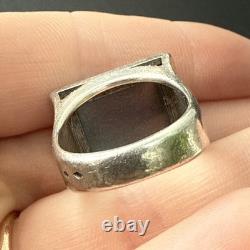 Vintage 925 Solid Silver Ring Band Designer Tank Sapphire