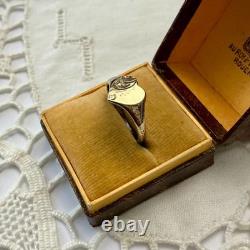 Vintage Art Deco Heart Ring in Solid Silver Vermeil with Chased Engravings