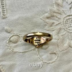 Vintage Art Deco Heart Ring in Solid Silver Vermeil with Chased Engravings