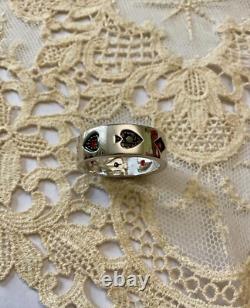 Vintage Art Deco Solid Silver Ring Playing Cards Spade Diamond Club Heart