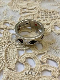 Vintage Art Deco Solid Silver Ring Playing Cards Spade Diamond Club Heart