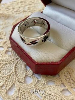 Vintage Art Deco Solid Silver Ring Playing Cards Spade Diamond Club Heart