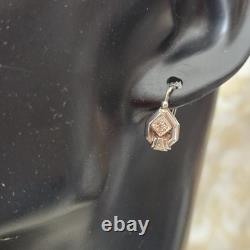 Vintage Art Deco Solid Silver Sleeper Earrings (Hallmarked)