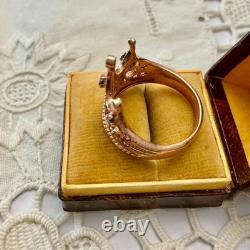 Vintage Crown Ring with Beautiful Tourmaline, Sapphire, Solid Silver / Rose Gold Vermeil