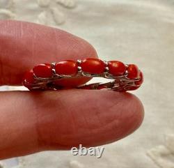 Vintage Eternity Ring Solid Silver or White Vermeil with Genuine Corals