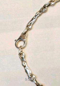 Vintage French Brutalist Silver Necklace Paris Goldsmith Minerva
