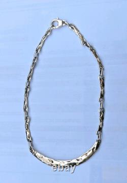 Vintage French Brutalist Silver Necklace Paris Goldsmith Minerva