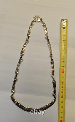Vintage French Brutalist Silver Necklace Paris Goldsmith Minerva
