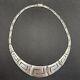 Vintage Greek Geometric Choker Necklace In Solid 925 Silver